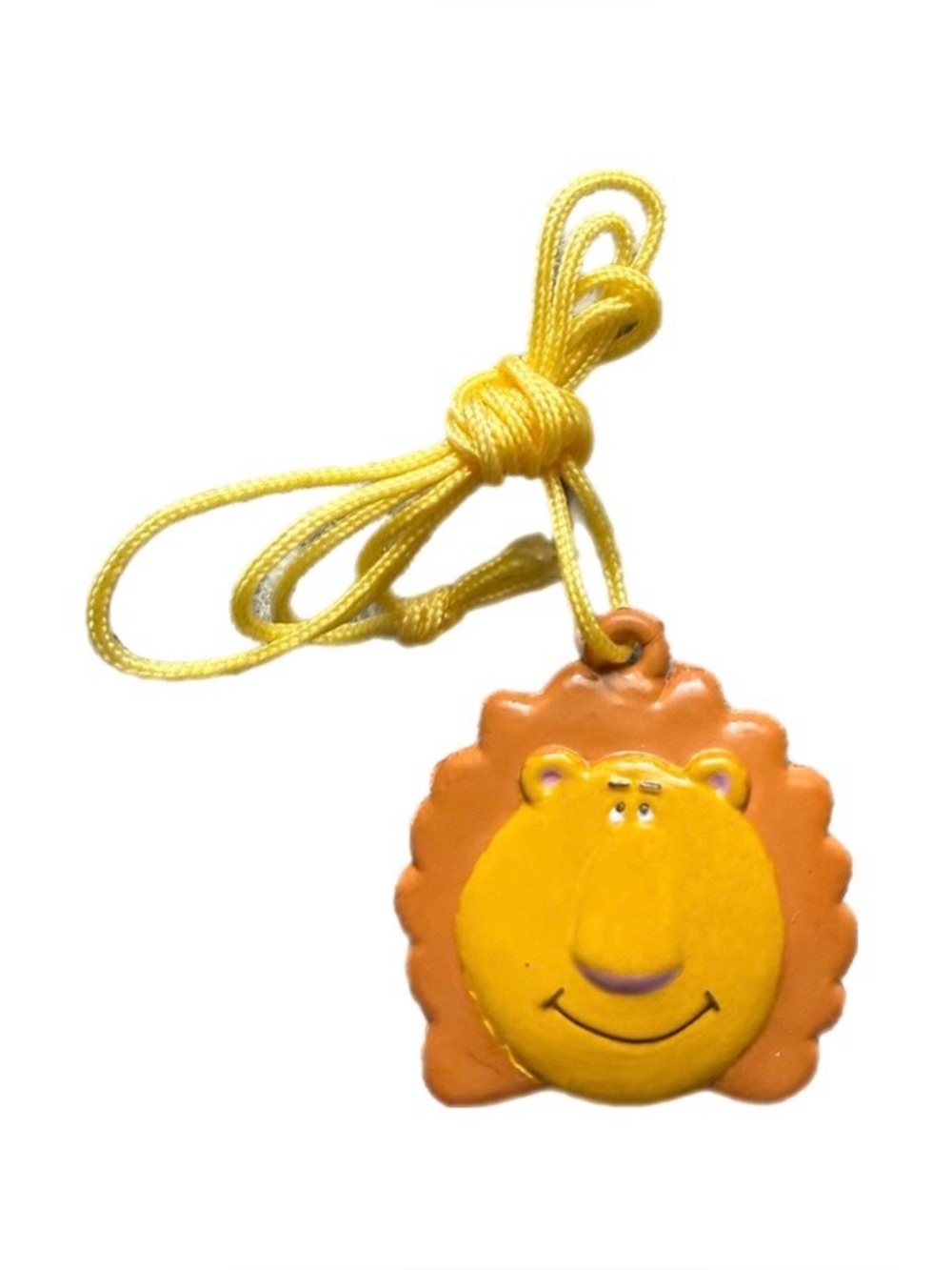 Vintage 90s Yellow & Orange Lion Pendant Toy Necklace for Kids